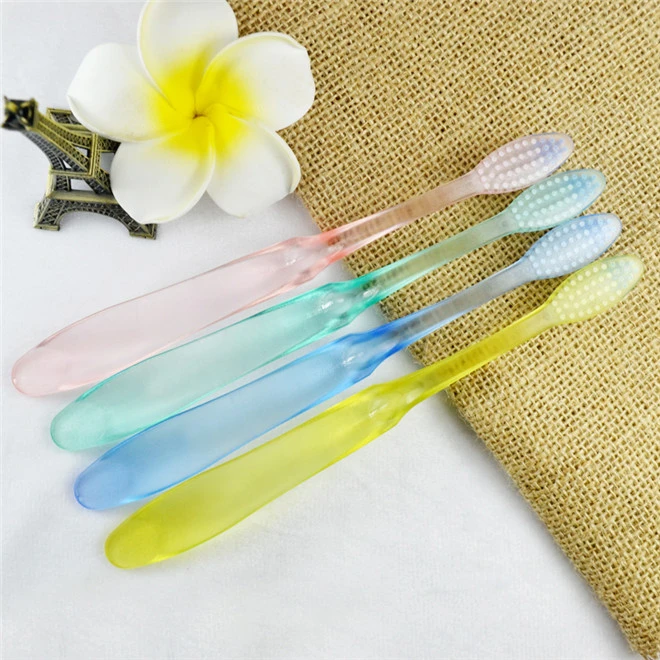Customized color adult disposable transparent cheap hotel toothbrush kit