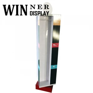 Customized Design Retail Rotating Acrylic Mobile Charger Cables Display Rack Floor Standing Display With Spinner