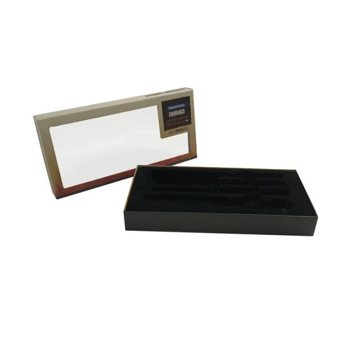 Customized logo luxury gift cardboard packaging removable lid and Based 2 Piece rigid packing box with clear window