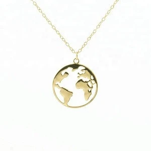 Dainty 925 silver jewelry 14k gold world map necklace for women and girls
