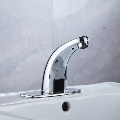 Deck mount automatico grifo sensor water tap chrome brass water saving hospital automatic smart tap bathroom faucet