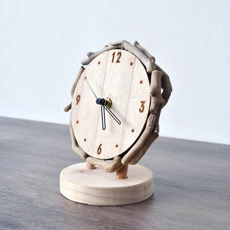 Design Home Decoration Hand Made Modern Wooden Silent Sweep Table Desktop Clock Mechanism