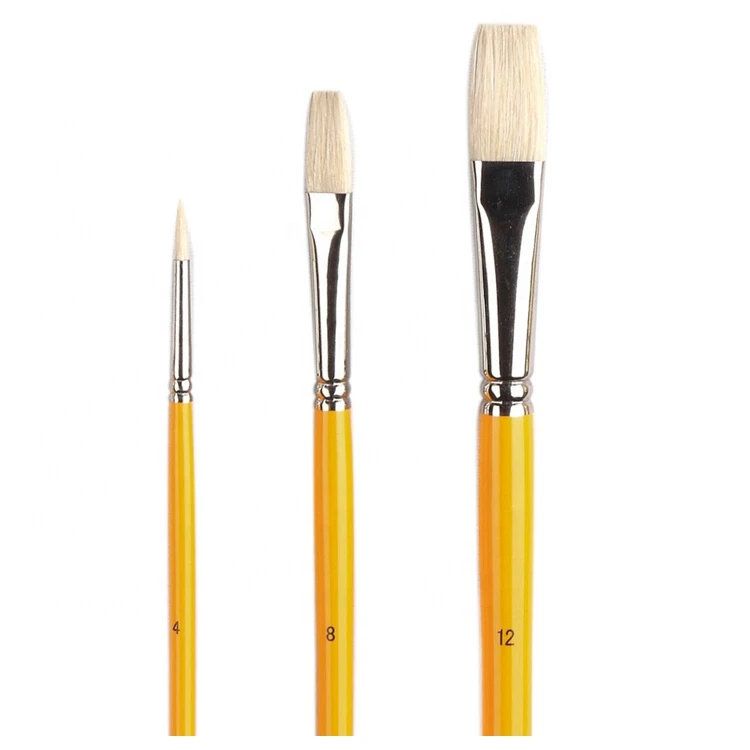 Detail Fine Art Supplies Long Flat Bristle Hair Artist Oil Paint Brushes Set
