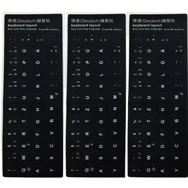 Deutsch laptop keyboard skins sticker printable keyboard sticker ,custom all language black matte keyboard stickers