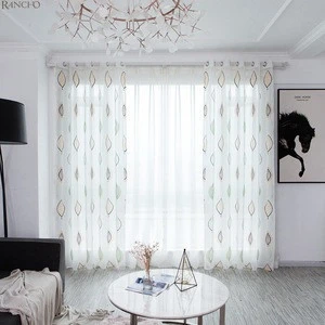 Different color design popular fashion 100% polyester embroidery hanging living room curtain sheer curtain