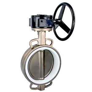 disc SS316 shaft NBR seat 16&quot; DN400 304 stainless steel wafer butterfly valve with Gear box handwheel