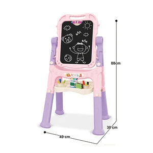 Double sided drawing board kids magnetic painting easel 360 degree rotation drawing board