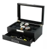 Drawer Valet Wooden Watch Display Box Case &amp; Mens Jewelry Boxes Organizer Wholesale Black