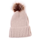 DS138 Kids Toddler Baby Winter Hat Knit Warm Crochet Fur Hairball Beanies Caps Knit Thick Ski Cap Infant Pom Pom Beanie