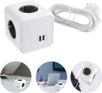 Dual USB Quick Charge Rubiks Cube Plug With 4 Expansion Sockets 1.4M Cable Line Switch Sockets