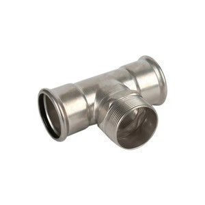 Easy Install SS304 M type DVGW Mapress fittings Tee with male threaded end