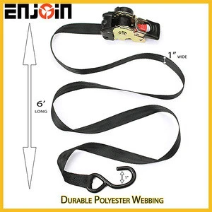 ENJOIN Quick Easy AutoRetract Strap Cargo Tie Downs Retractable 1&quot; x 6&#39; Bolt-on Ratchet Straps w/S Hook for Trailers &amp; Pickups