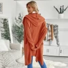 European And American Fashion Cardigan Sweater WomenS Solid Color Long Hooded Knitted Cardigan Coat