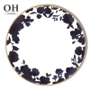 European Black flower Dinner Plate Wedding 4 pcs flatware set with different size bone china elegant Restaurant plates&dishes