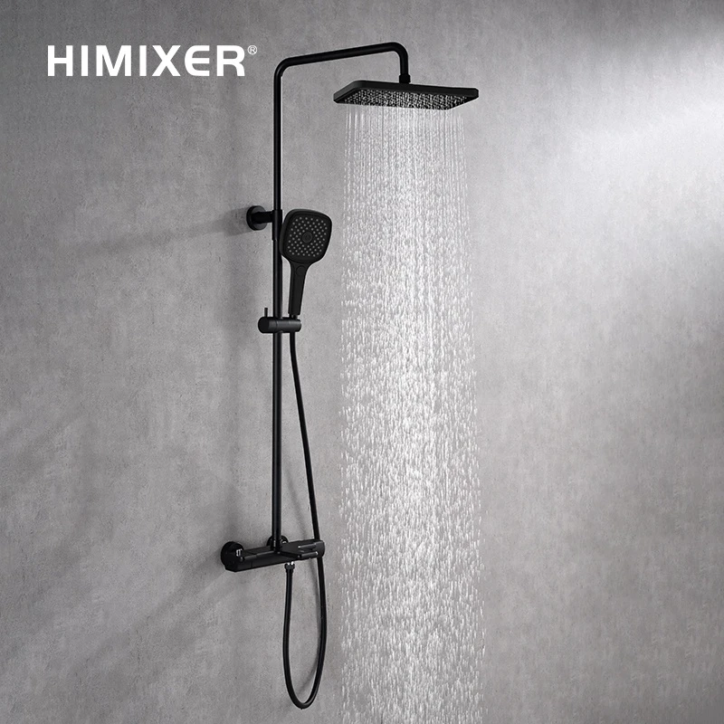 Excellent quality in-stock quickly delivery bathroom high pressure matte black thermostatic shower mixer faucet