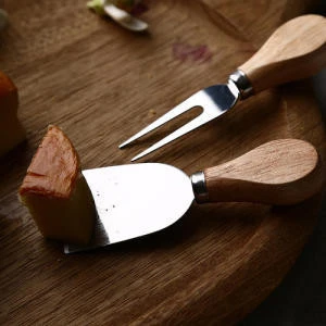 Exquisite 4pcs wood handle cheese knife set with wooden storage box