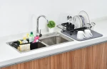 Extendable Over sink steel dish drain rack dish bowl plate rack kitchen metal drying draining rack