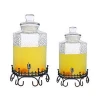 Factory Direct Best Selling Embossed Mason Jar Glass Water Dispenser/Ice Cold Drink Juice Beverage Dispenser