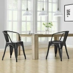 Factory Industrial Metal Dining Chair Stackable Cafe Metal Bar Chair