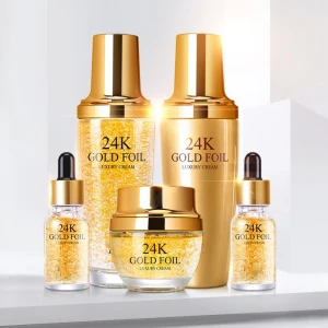 Factory Oem Odm Custom 5pcs Whitening Set Moisturizing 24K Gold Skin Care Set beauty products