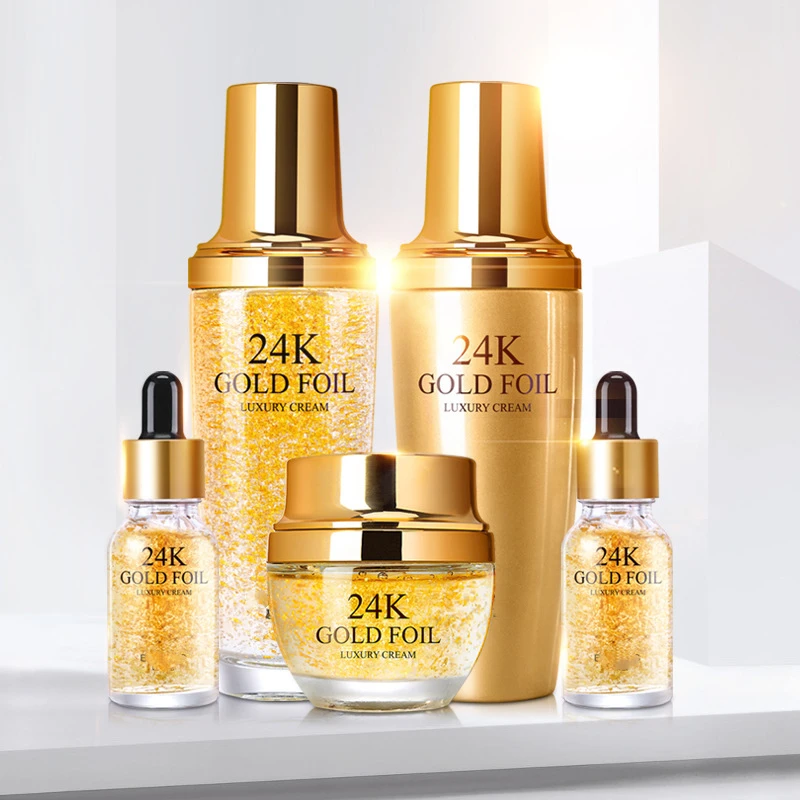 Factory Oem Odm Custom 5pcs Whitening Set Moisturizing 24K Gold Skin Care Set beauty products