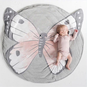 Factory price Infant play mats kids crawling carpet Butterfly design floor rug bedding Blanket baby crawling cotton play mat
