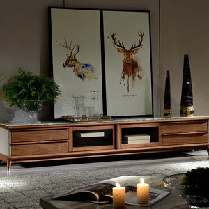 Factory Wholesale Hot Selling Luxury Landscape Purple Marble Walnut Living Room Modern Tv Cabinet