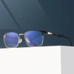 FANXUN3328 Simple business eyebrow eyeglasses frame all match textured metal durable nearsighted eyeglasses frame