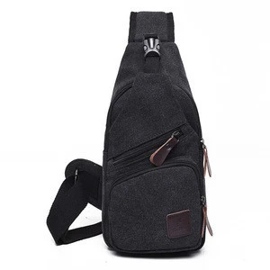 Fashion new  mens canvas casual Crossbody  chest bag  with USB Charging Port
