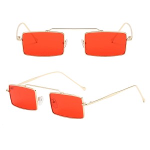 fashion OEM square With Nose Pads Double Bridge design logo Metal Sunglasses sun glasses