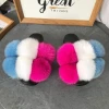 FASHION WOMEN REAL FUR SLIDES MULTI COLORS FASHION LADY  SLIPPERS WINTER INDOOR OUTDOOR SLIPPERS FLAT SLIDES