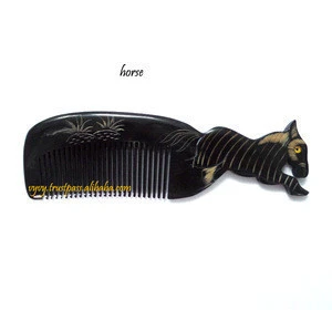 Fashionable Gifts Quality Nice 100% Natural Color Animals Zodiac Vietnam Craft Water Buffalo Horn Hair Comb VVC-007