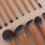 FIYAN High-end Luxury 12pcs Small Short Handle Soft Synthetic Vegan Travel Makeup Brush Set With Blender Beauty