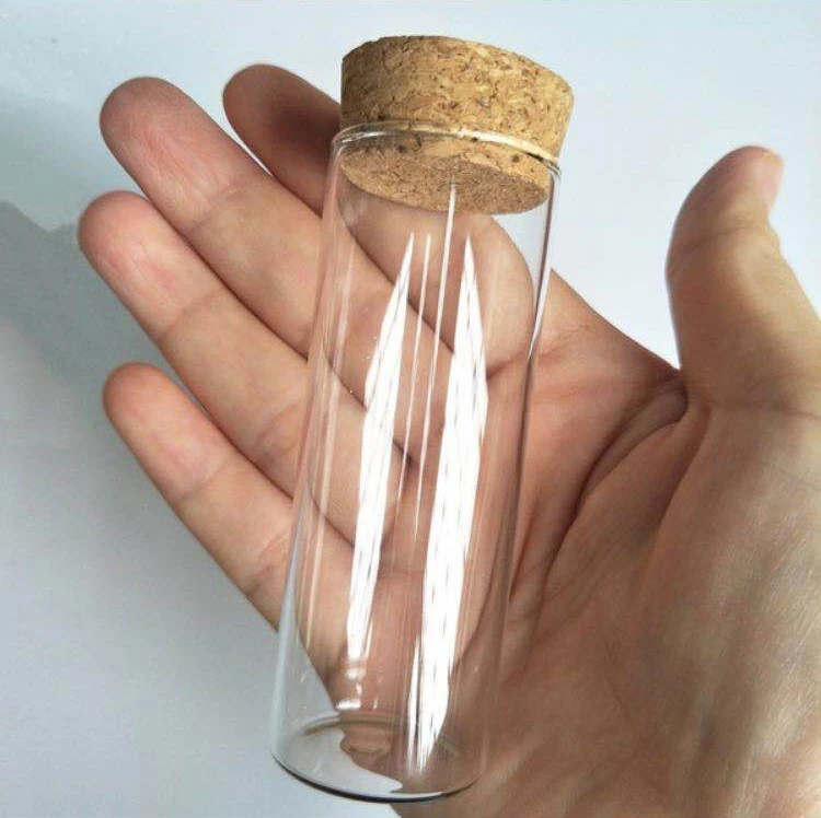 Flat Bottom Borosilicate Glass Tube with Cork Lid