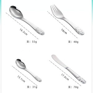 Food grade  kid cutlery set stainless steel 4pcs for gifts box children flatware