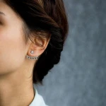 For Women Double Side jackets Zircon Silver Earring Wholesale Turkish Ear Cuff Earring