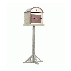 Free standing ground mounted outdoor wooden mailbox