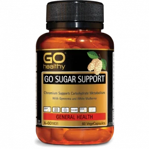 GO Healthy  SUGAR SUPPORT 60 VegeCapsules - Supports Carbohydrate Metabolism With Gymnema White Mulberry -Made in New Zealand