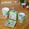 Hand Painted 4 pieces modern ceramic bathroom set porcelain hotel home decoration bath set rinse cup tooth glass shampoo bottle
