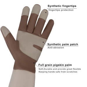 HANDLANDY Hand gloves long sleeve rose gardening gloves with pigskin safety glove