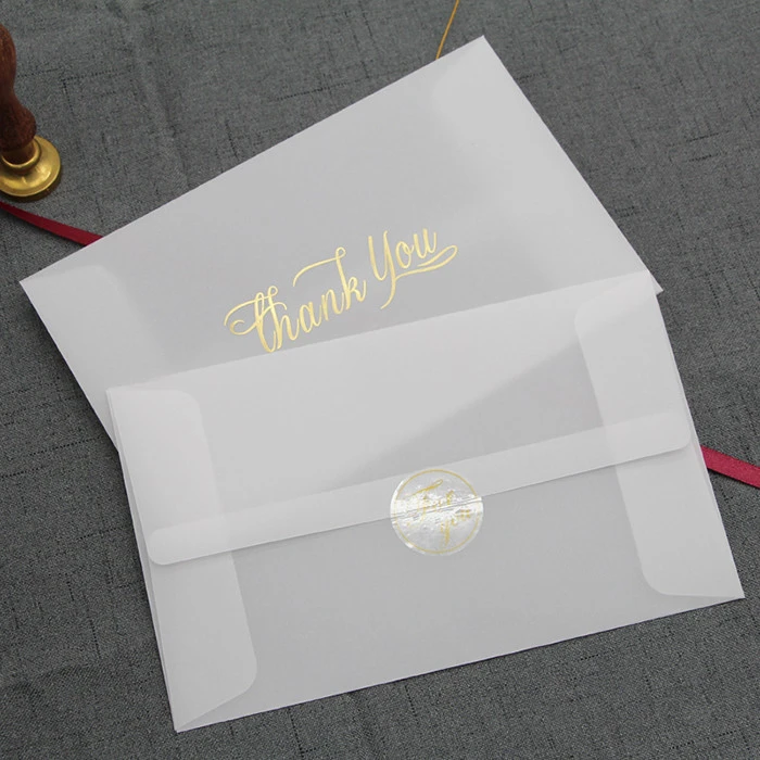 Handmade gold foil logo Semi-opaque Transparent Tracing Paper Envelope