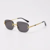 HBK 2021 new arrivals fashion trending glasses logo customs square rectangle rimless sunglasses for men women