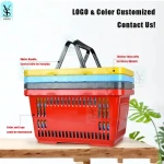 Heavy Duty 25ltr Black Wide Plastic Handheld 7 colors Shopping Baskets Hold 25KGS Weight For Grocery Supermarket