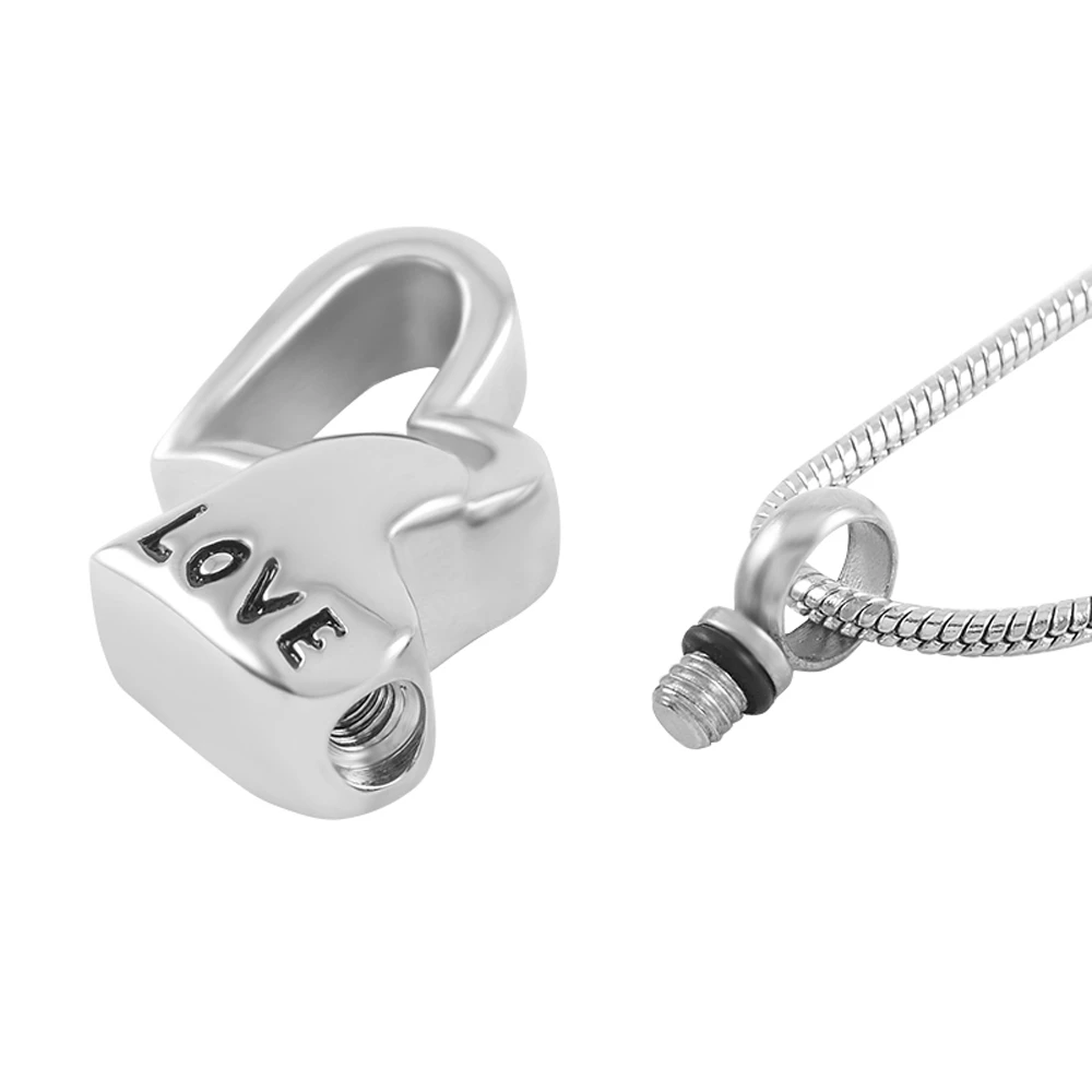 High Polished Steel Heart Cremation Jewelry Stainless Steel Double Hearts Memorial Urn Pendant Pet Ashes Holder cremation urn