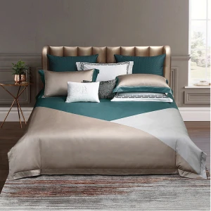 High quality 4pcs luxury printed 100% egyptian cotton sheets bedding set with pillow case set