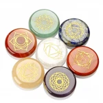 HIGH QUALITY CARVED STONE 7 CHAKRA CRYSTALS HEALING STONES, ENGRAVED  STONE CRAFTS FOR JEWELRY MAKING