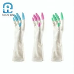 High Quality Colorful Latex Medium Flock Lined Blue Household Cleaning Rubber Gloves For Kitchen