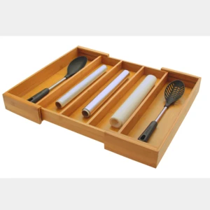 High Quality Factory Price Kitchen Bamboo Kitchenware Storage Cutlery Tray