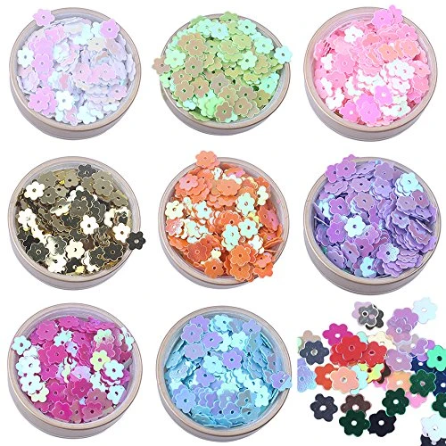 High Quality  Loose Sequins 6mm Colorful Iridescent Gold Flower Flat Loose Sequins Paillettes  For DIY