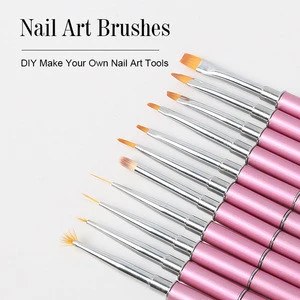 high quality professional nail art detail flat fan liner paint brush for nails design